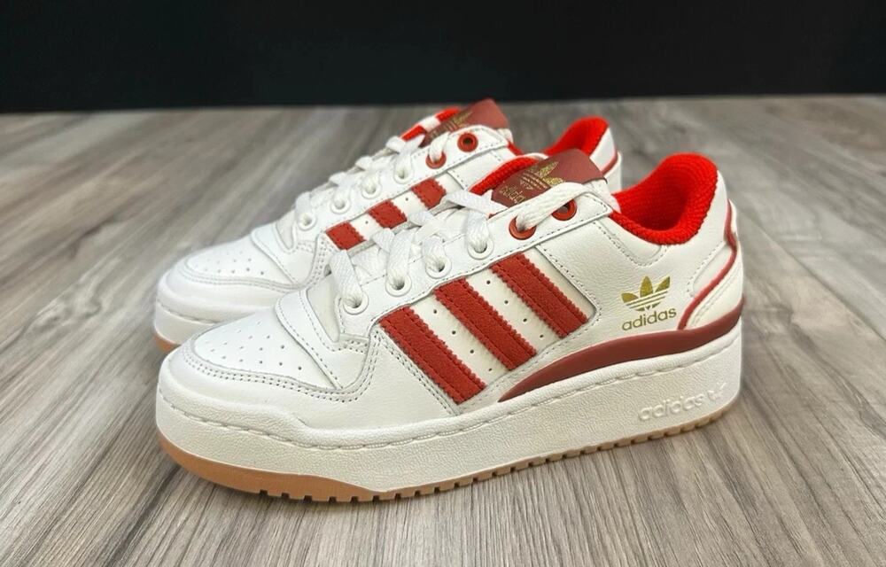 adidas Forum Bold Stripes White Scarlet JI0063 Womens 5 Platform Shoes Sneakers
